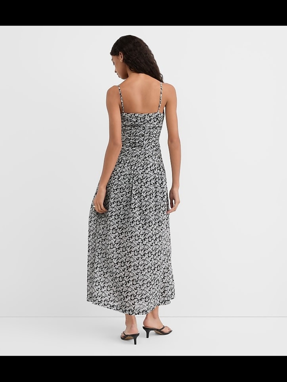 LOFT Black and White Floral Halter Maxi Dress - Picture 2 of 2